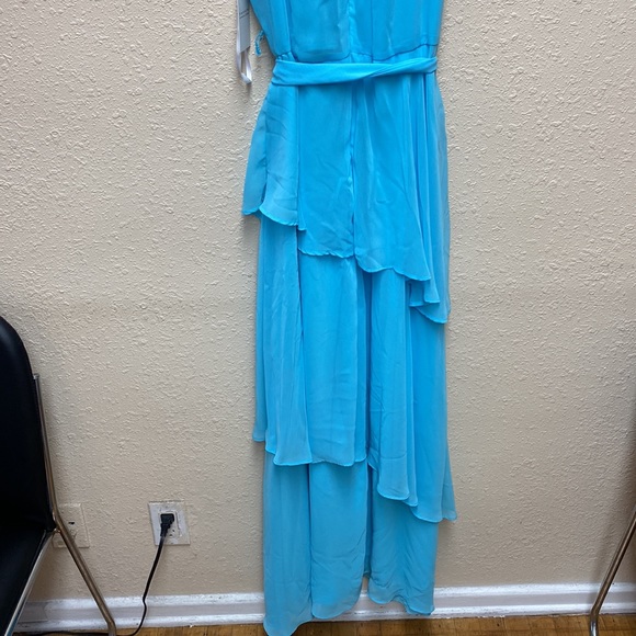 Tahari NWT Sky Blue Spring Summer Sleeveless Maxi Tiered dress Woman’s size 12 - Picture 7 of 8